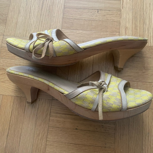 Max Mara yellow/cream kitten heels with wooden soles - Made in Italy/100$ - Picture 1 of 7